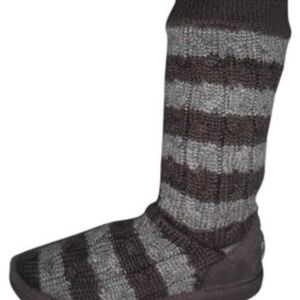 Brown/Grey Stripe Cable Knit Crochet Sweater UGG